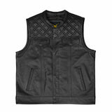 Leatherick SOA Style Black Diamond Stitch Leather Vest