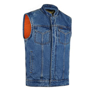 Gilet in denim Aura blu da uomo Leatherick