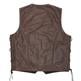 Back of Leatherick Classic Custom biker Leather Vest With Laces