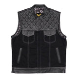 Leatherick Diamond Stitch Collared Custom Denim Vest