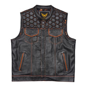 Leatherick Honeycomb Stitch Custom Motorcycle Vest