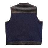 Back of Leatherick Tuck n Roll Denim Biker Vest