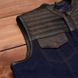 Close up picture of Leatherick Tuck n Roll Denim Biker Vest