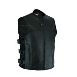 Leatherick SWAT Leather Vest with Perforated Pocket Panels