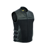 Leatherick Men SWAT Perforated Denim Leather Vest