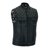 Leatherick SOA Style Diamond Stitch Leather Vest