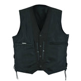 Leatherick Men Side Laces Cow Hide Real Leather Biker Vest