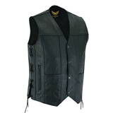 Leatherick Men Side Laces Cow Hide Real Leather Biker Vest