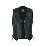 Leatherick Men’s Classic Side Laces Biker Leather Vest