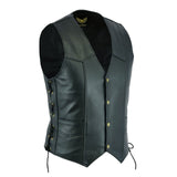 Leatherick Men’s Classic Side Laces Biker Leather Vest