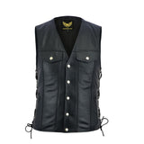 Leatherick Men’s Denim Style Biker Leather Vest