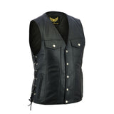 Leatherick Men’s Denim Style Biker Leather Vest