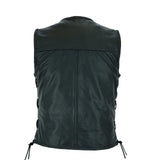 Leatherick Black Fishhook Buckle Leather Vest with Side Laces