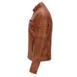 Leatherick Vintage Distressed Tan Brown Leather Jacket