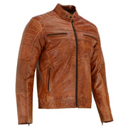 Leatherick Vintage Distressed Tan Brown Leather Jacket