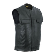 Leatherick Sons Of Anarchy Gilet sans col noir de qualité supérieure