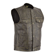 Leatherick Sons Of Anarchy Gilet en cuir sans col marron vieilli