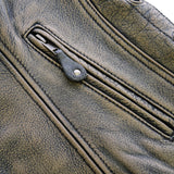 Zip close up of Brown Vintage Leather Vest