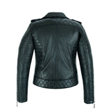 Back image of Leatherick Women Slim Fit Black Retro Leather Jacket