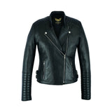 Front image of Leatherick Women Slim Fit Black Retro Leather Jacket