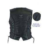 Back - Leatherick Black Classic Biker Leather Vest