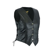 Leatherick Gilet en cuir de motard classique noir